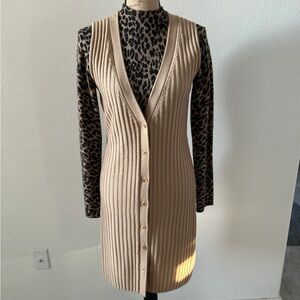 Carlisle camel long wool cardigan vest